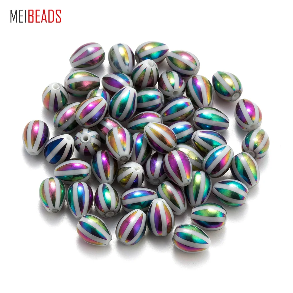 

MEIBEADS Around 25pcs 10*8mm Trendy Glass Oval Shape Bead Spacer Beads For Accessories Fit Bracelet DIY Jewelry Making EY6095