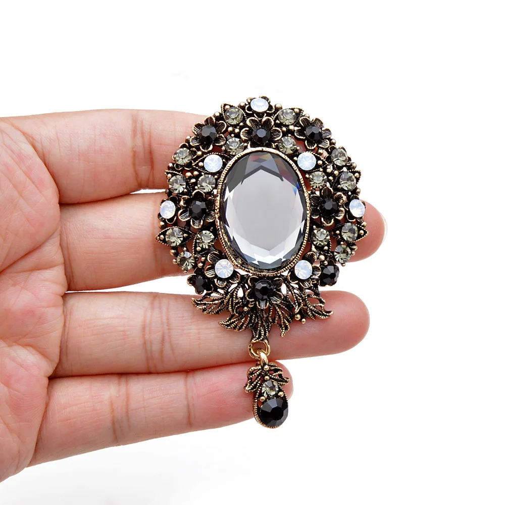 CINDY XIANG round crystal flower brooches for women elegant wedding fashion pins vintage retro style brooch coat accessories