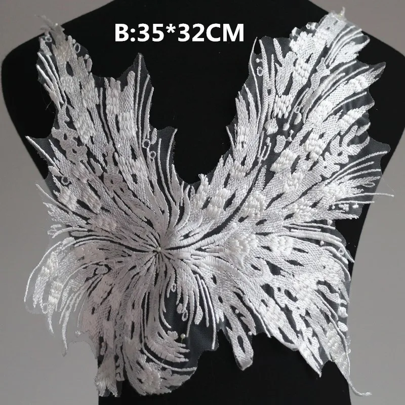 New fashion L Wings embroidery lace cloth paste Wedding Dress Adornment DIY clothing accessories RS1993 - Цвет: B 1 piece