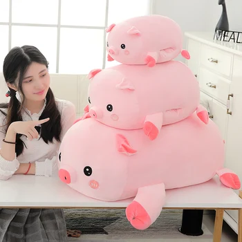 

40CM Stuffed Short & Soft Animal Kids Toys Hand Warmer Kawaii Infant Bear Pig Kawaii Toys For Children