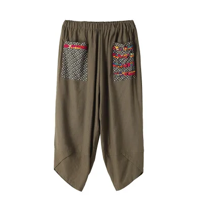 Женские Мешковатые Штаны Boho хлопковые льняные брюки с эластичной резинкой на