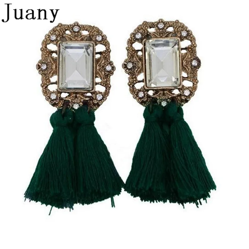 Bohemian Crystal Tassel earring vintage ethnic long tassel earring women geometric alloy Plating dangle drop earring 2018 10