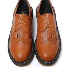 Новинка года; женская обувь с кисточками; женская обувь на шнуровке; обувь с вырезами в британском стиле; женская кожаная обувь; сезон осень-зима; обувь на толстой подошве