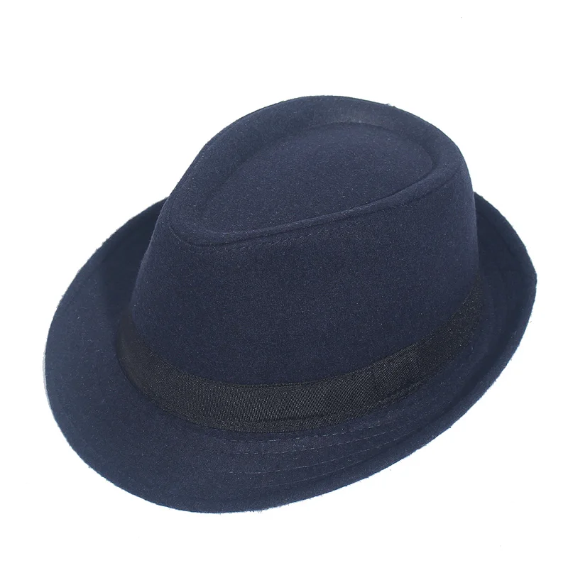 Gray Black Fedora Hat Classical Wide Brim Hat Men Solid Men's Dad Vintage Top Jazz Hat Autumn Winter Bowler Sombrero Felt Cap - Цвет: C