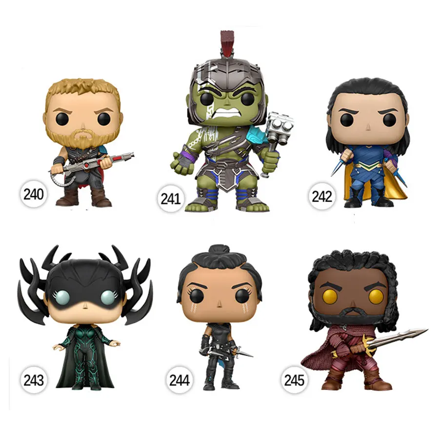 Дешево Тор Ragnarok фильм Цифры 10 см Hela Valkyrja локи Халк Heimdallr Q версия ПВХ фигурку Коллекция Подарочные модельные игрушки