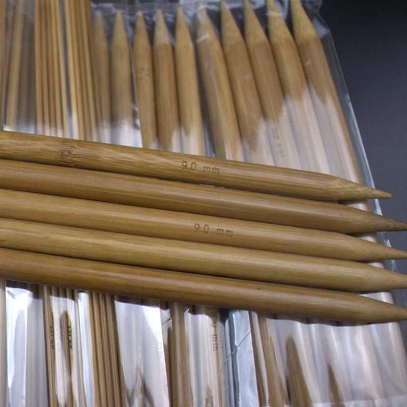 75pcs/set 15 Sizes 20cm Double Pointed Carbonized Bamboo Knitting Needles Sweater Knitting Bamboo Handle Smooth Craft Needle