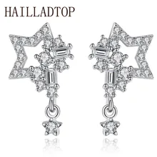 Fashionable Stud Earring With CZ Diamonds Lady Earring Temperament Pentagram Rhinestone Lovely Princess Style Top Quality