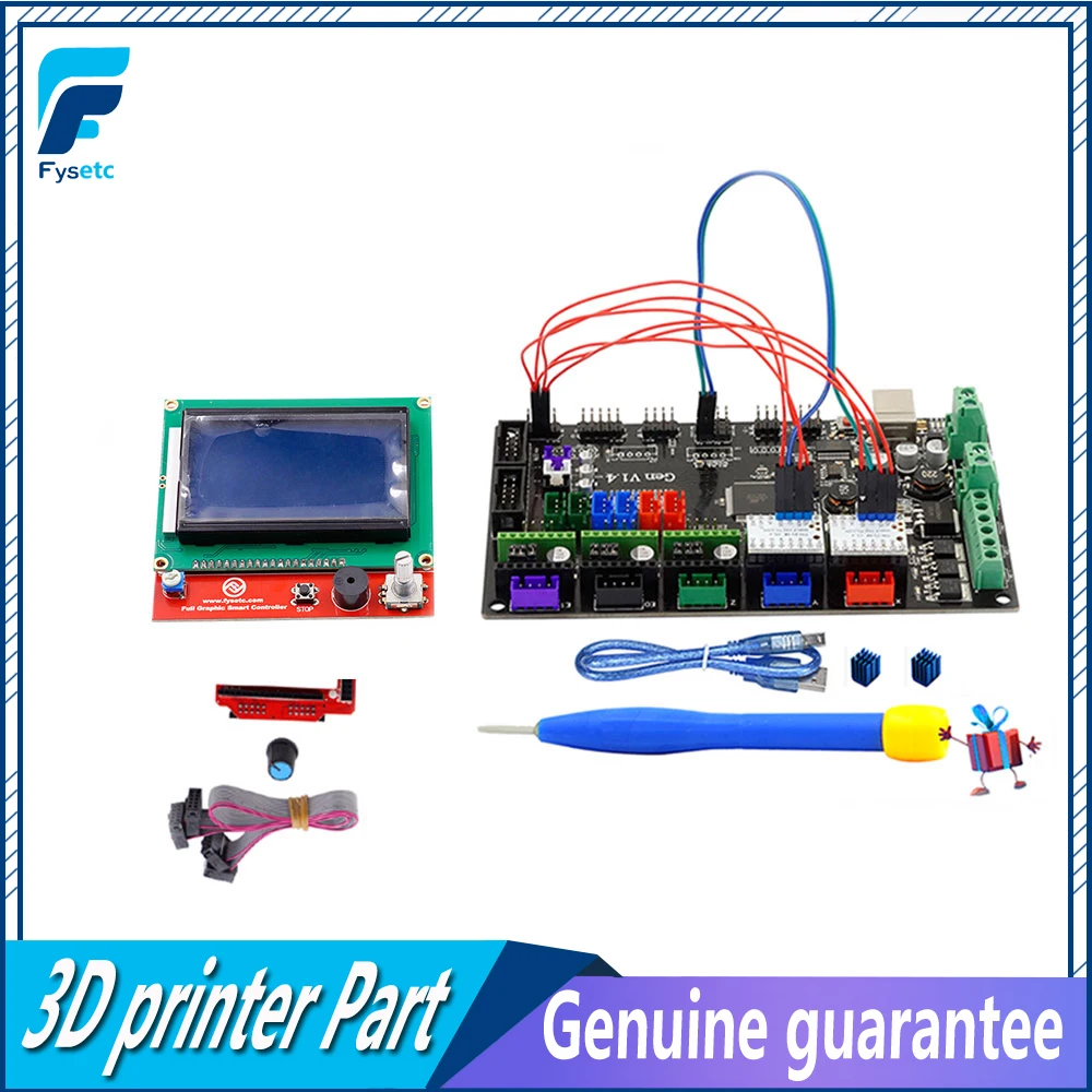 

1PC Gen V1.4 3D Printer 4 Layers PCB Controller Board + 2PCS TMC2130 V1.1 SPI Silent Driver+12864 Graphic LCD Set