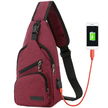 

Fashion Shoulder-Sling Chest Bag Usb Charging Chest Bag Leisure Travel Bag