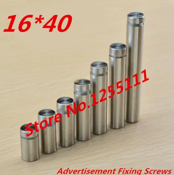 

10pcs/lot 16*40mm 16mm Stainless Steel Acrylic Advertisement Fixing Screws Glass Standoff Pin Nails