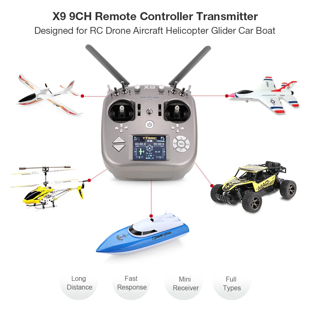 

Drone X9 9CH Remote Controller Transmitter X9D Receiver for DIY RC Drone RC Quadrocopter Multirotor Aircraft RC Helicopter