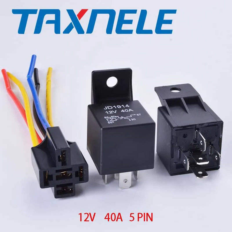 

5 set JD1914 Auto Relay with socket Automotive relay car relay 12V 40A 5pin 1NO 1NC relay