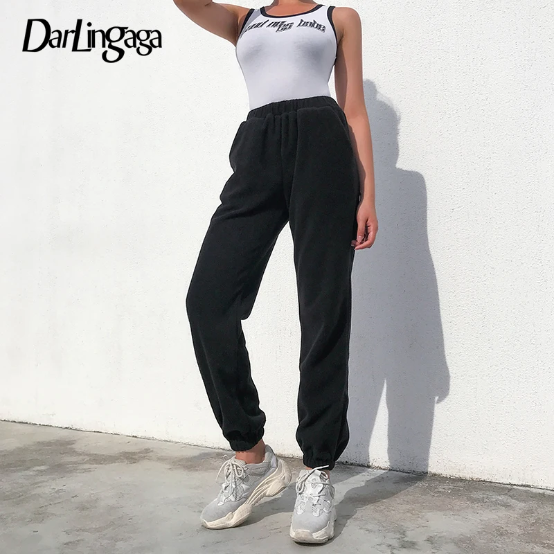 

Darlingaga Autumn Winter Fleece Sweatpants High Waist Pants Women Casual Warm Baggy Harajuku Pants Trousers Elastic New Pantalon