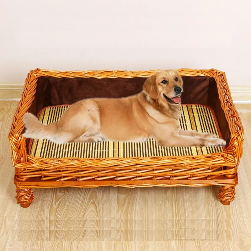 

Teddy kennel rattan golden hair pet nest dog bed summer washable four seasons cat litter size kennel