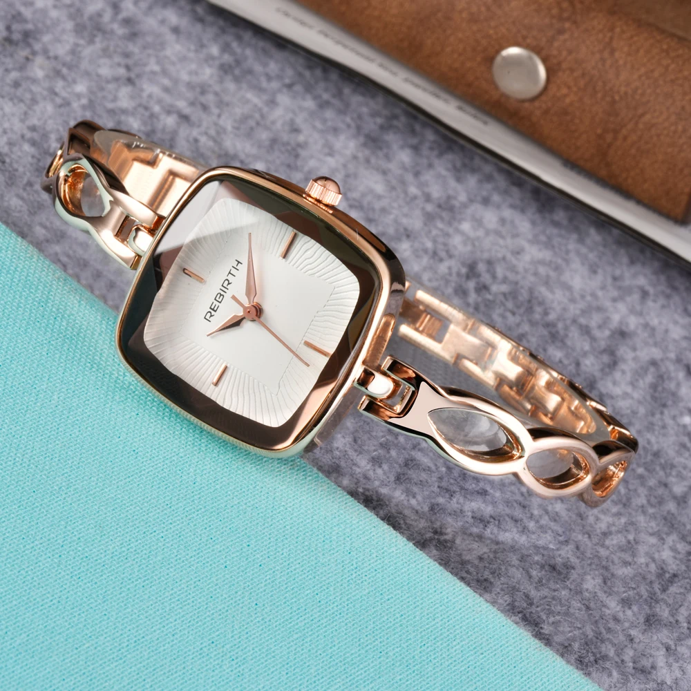 

REBIRTH Bangle Watch Simple Luxury Brand Stainless Steel Rose Gold Bracelet Dress Women Watches Female Clock Woman's Watch Small