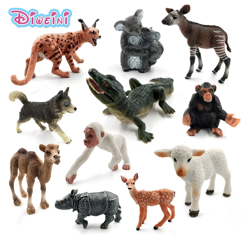 

Simulation Sheep Sika Deer Crocodile Lynx husky dog Gorilla Rhinoceros Koala Chimpanzee animal model figurine toy garden figures