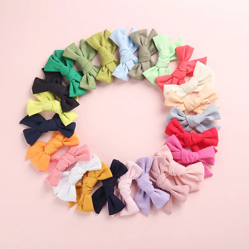 24pcs/lot New Fashion Handmade Knotbow Cotton Linen Hair Clips,Baby ...