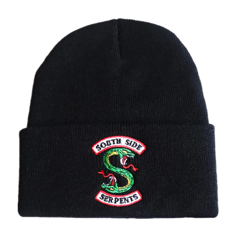 

Adult Riverdale South Side Serpents Cosplay Hats Beanie Cap Winter Knitted Embroidery Hat warm beanie
