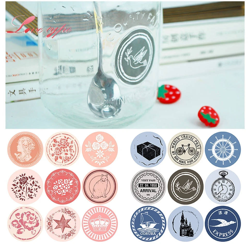 6pcs/lot Creative Retro Stickers DIY Handmade Round Sealing Sticker Decor Scrapbook Letter Gift Box Bag Decoration Supplies