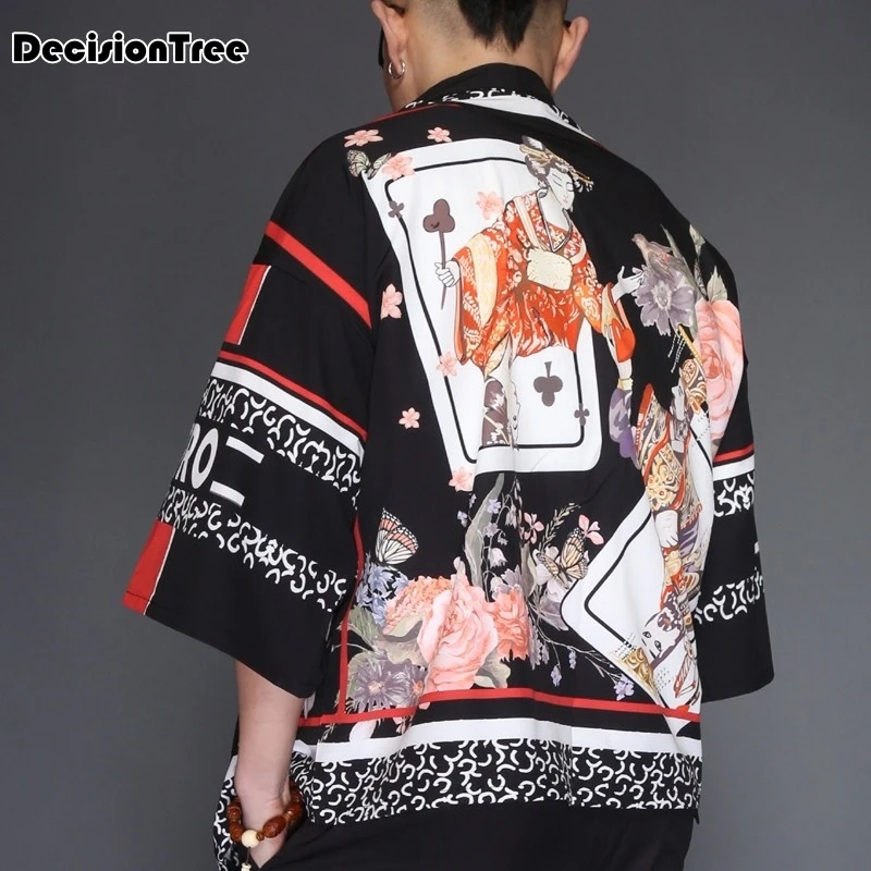

2019 summer japan style kimono men 100% cotton&linen loose mens jackets plus sleeve open stitch casual coat male windbreaker