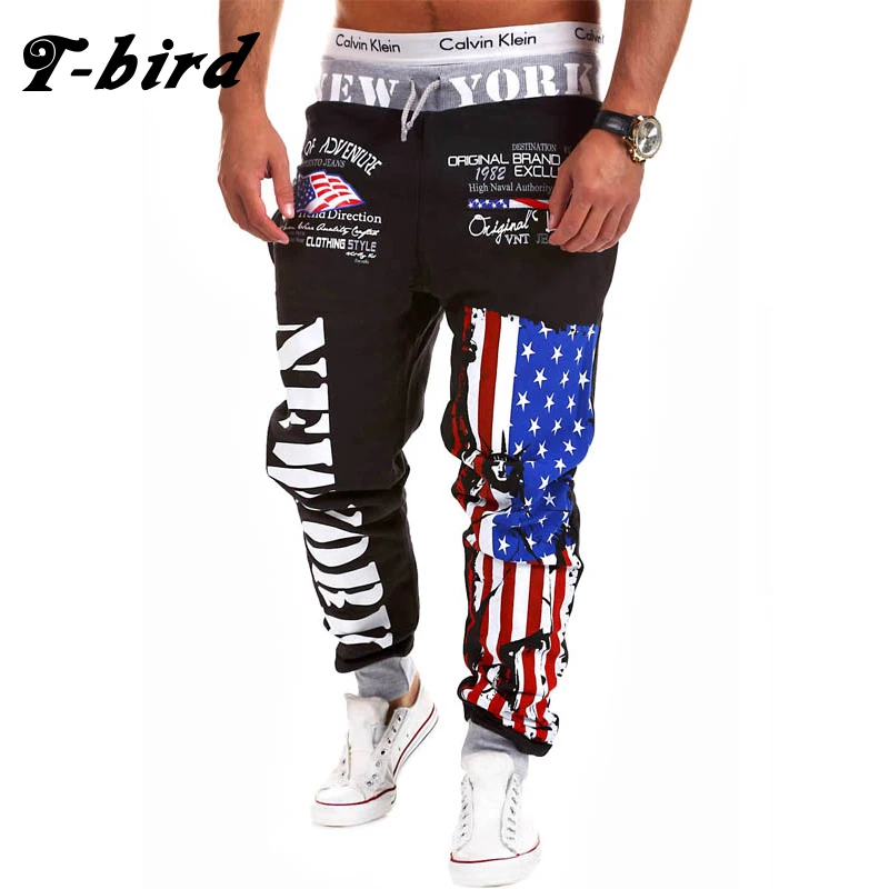 

T-bird Jogger Pants Outdoors Hip Hop Joggers Men 2017 Male Letter Print Harem Street Pants Sweat Pant Mens Trousers sweatpants
