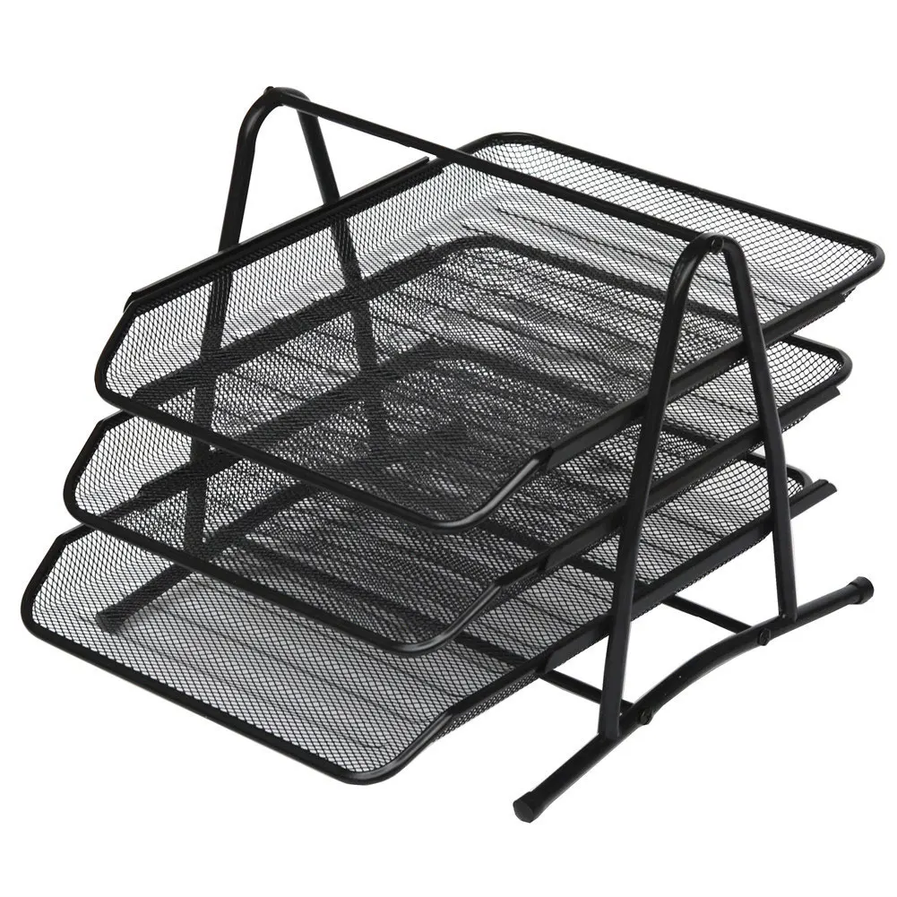 

3 Tier Desktop School Magazine Frame A4 Neatening Tools Drawer Paper Files Detachable DIY Document Tray Metal Mesh Holder Office