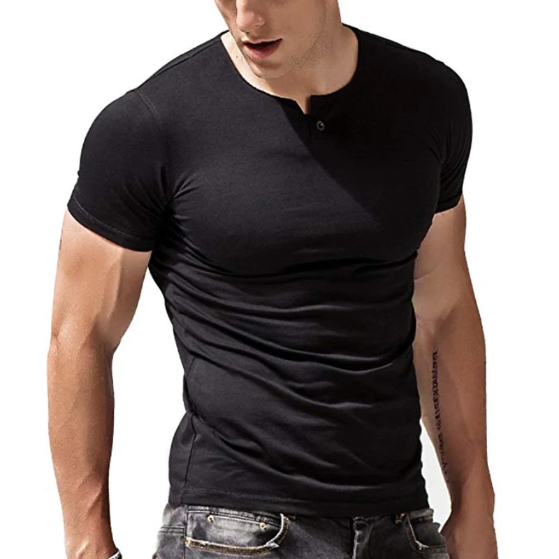 MUSCLE ALIVE Мужская футболка Хенли приталенная рубашка с рукавом для мужчин приталенные рубашки хлопок Повседневная футболка для бодибилдинга фитнеса