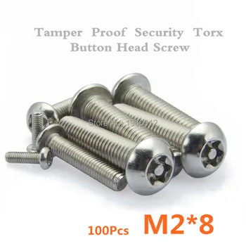 

100pcs/lot ISO7380 M2*8 Stainless Steel Tamper Proof Security Torx Button Head Screw