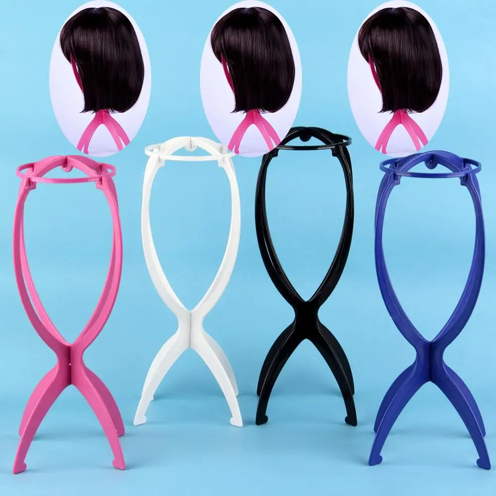 

Colorful Ajustable Wig Stands Plastic Hat Display Wig Head Holders Mannequin Head/Stand Portable Folding Wig Stand