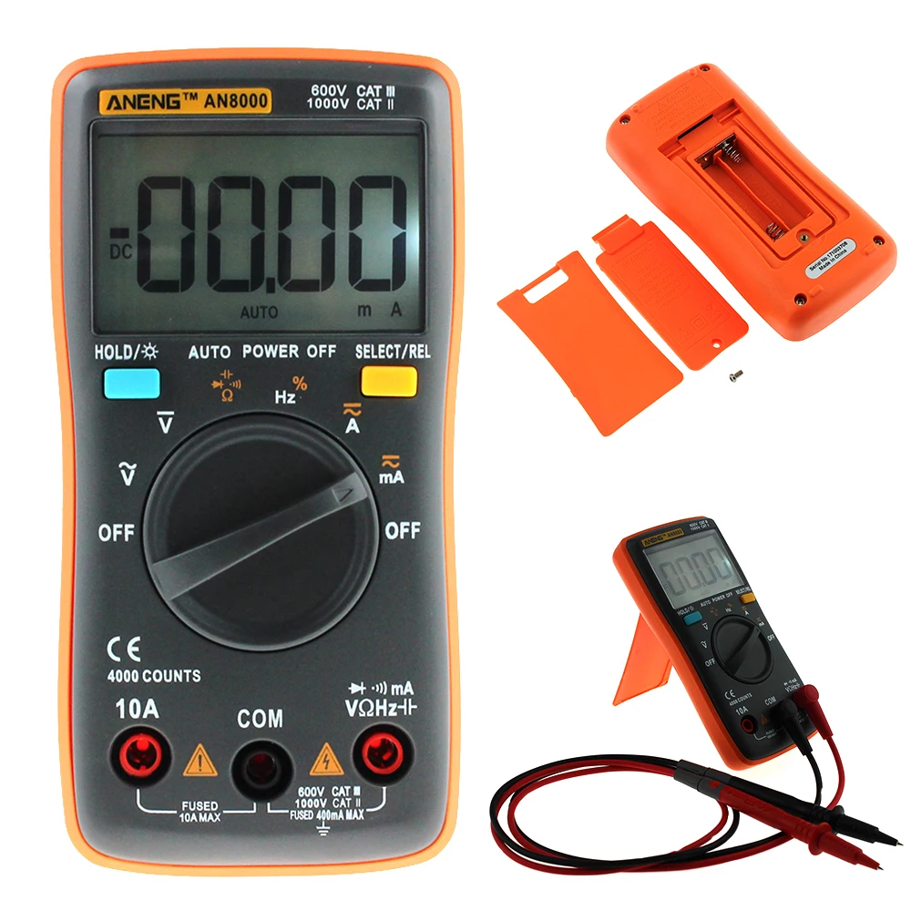 

New ANENG AN8000 Portable LCD Screen Digital Multimeter 4000 Counts Current Voltage Ohm Tester Auto Range Ammeter