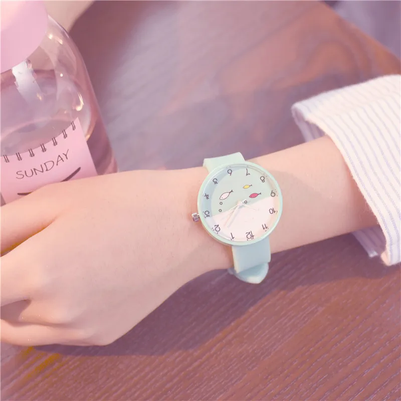 

2018 Watch Women Luxury Brand Casual Quartz Wristwatch Cartoon Fish Sweet Jelly Silicone Ladies Watch Clock Montre Femme Relogio