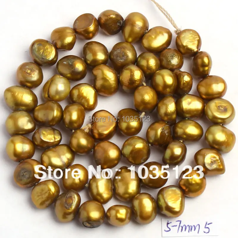 

Free Shipping 5-7mm Pretty Brown Natural Freshwater Pearl Freeform Shape Loose Beads Strand 14" W180