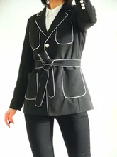 Autumn Leisure Golden Button Black White Edge Fasten Strip Women Office Lady Female High End Suit Jacket