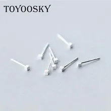 925 Чистое матовое серебро 2 мм* 2 мм мини квадратные серьги-гвоздики для мужчин и женщин гипоаллергенные ювелирные изделия удобные