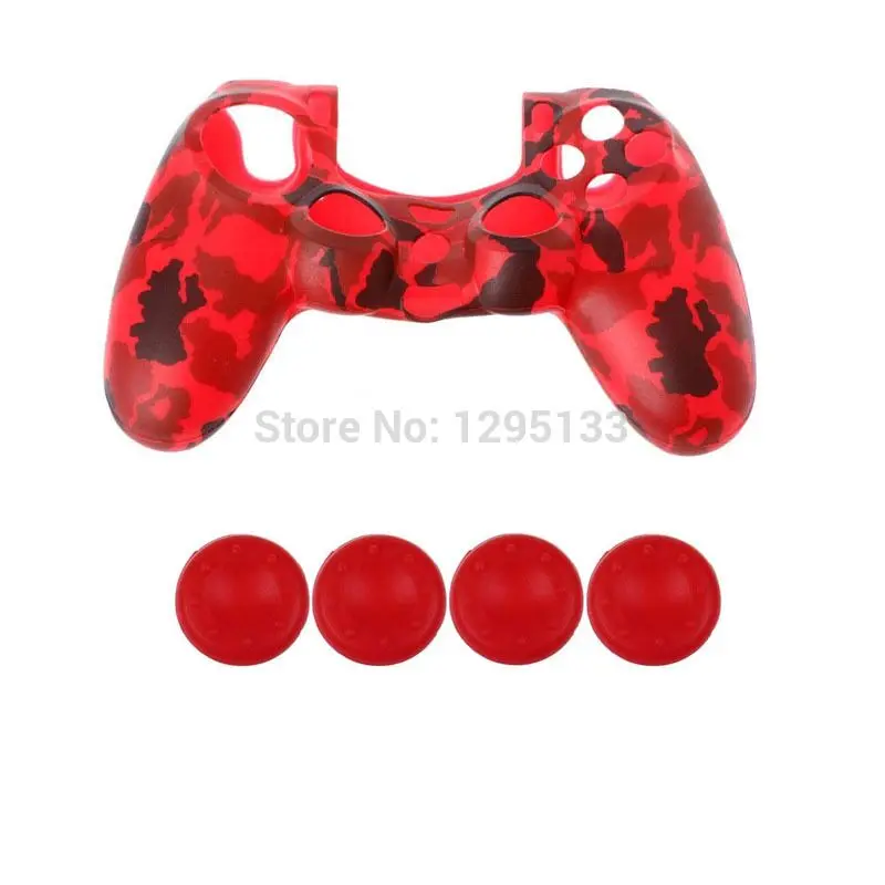 Камуфляжный силиконовый защитный кожаный чехол для sony Playstation PS4 Play Station PS 4 Dualshock 4 игровой джойстик - Цвет: Camo Red