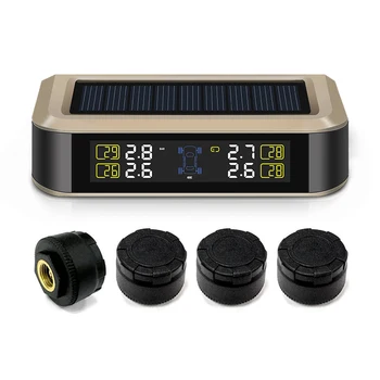 

TPMS Tire Pressure Alarm T601X With 4 Sensors USB Cable Charging And Built In Lithium Battery Solar Panel To Help Charge