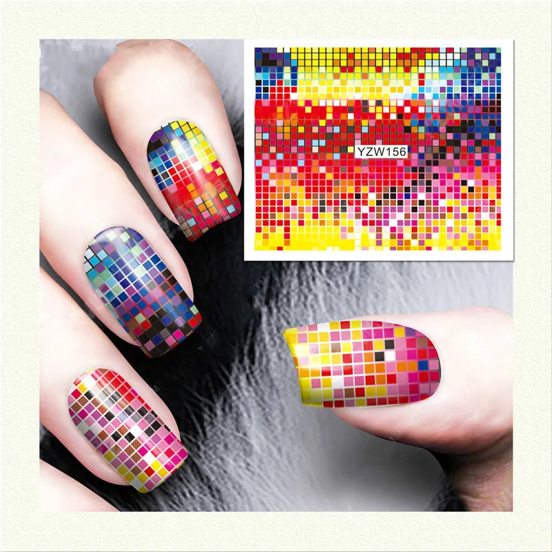2 Sheets Magic Color Pixel Lattice Nail Stickers Fantastic ...