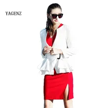 Осень Для женщин офисные с острыми бортами, Повседневное пиджак тонкий оболочка дамы с длинными рукавами, верхняя одежда, пальто, C10