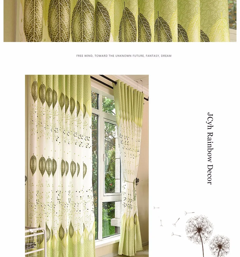 Затемненные занавески с зелеными листьями для гостиной, вуаль, современные занавески для детской, затемненные занавески для окна кухни, ткань