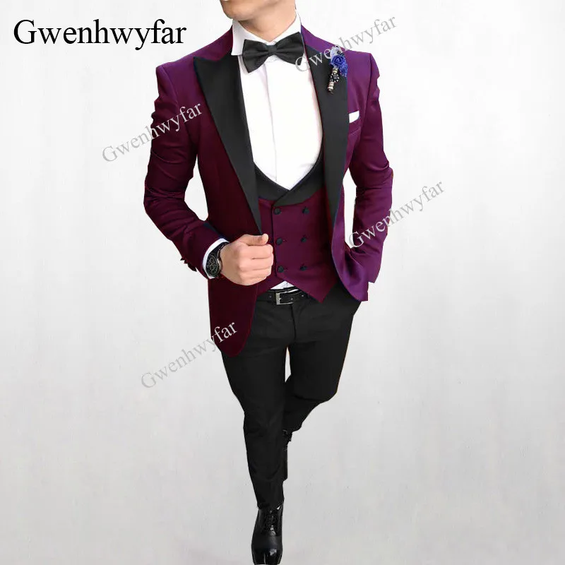 Gwenhwyfar элегантный серый формальный мужской костюм Slim Fit мужские s костюмы индивидуальный пошив смокинг жениха блейзер для свадьбы Выпускной пиджак брюки с жилетом