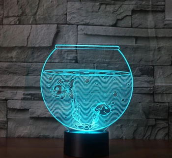 

[Seven Neon]free Shipping fishbowl Acrylic 7Colors Desk Lamp 3D Lamp Novelty Led Night Light Millennium Falcon Light