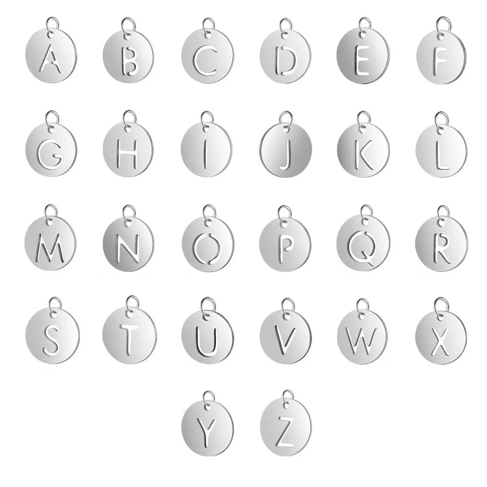 

Stainless Steel Letter Necklace Pendants Anti-Corrosion Silver Initial Necklace Pendant Small Round Letter Jewelry Accessories