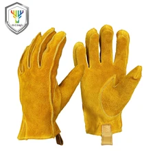 OZERO рабочие перчатки растягивающаяся жесткая ручка кожа для хозяйственной работы Строительная Древесина резка воловья Садоводство перчатки 2010