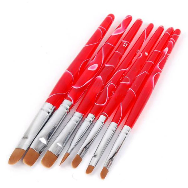 7Pcs French Manicure Uv Gel Nail Art Sable Brush Set Drawing Painting