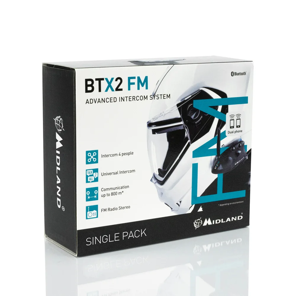 MIDLAND BTX2 FM интерком для мотоцикла Bluetooth переговорное расстояние 800 м