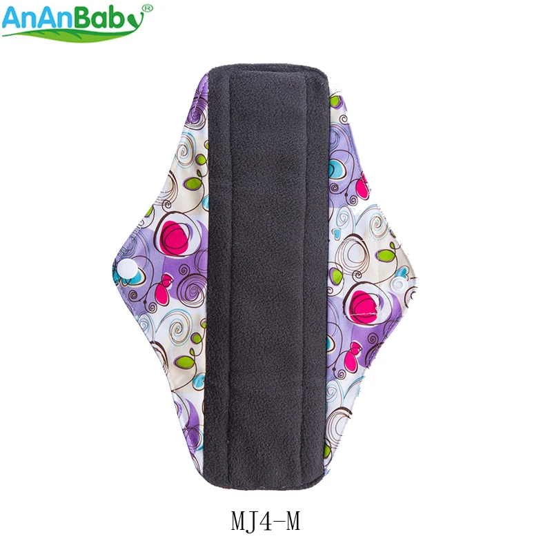 

Ananbaby 10pcs Per Lot Best Deal Reusable Bamboo Charcoal Cloth Washable Menstrual Pads Hygiene Menstrual Panty Pad Size M