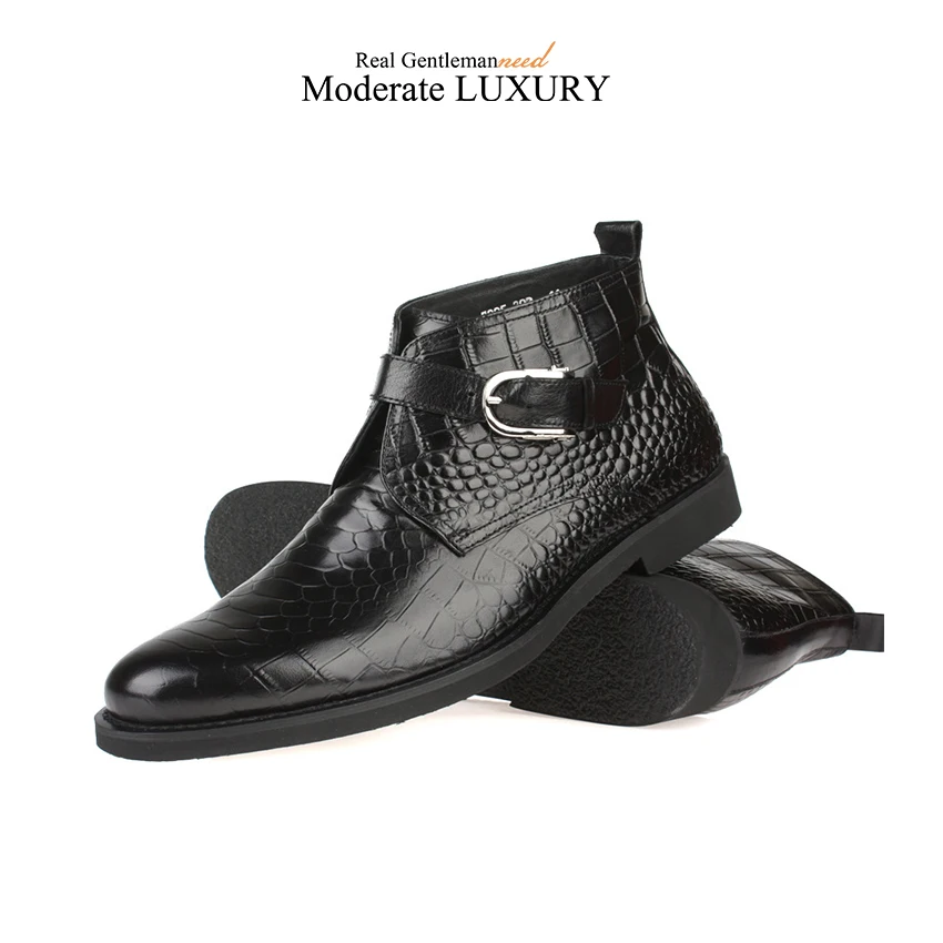 GRIMENTIN/мужские ботинки из натуральной кожи с пряжкой; цвет черный, коричневый; Брендовые мужские ботильоны; Высококачественная Мужская Свадебная обувь