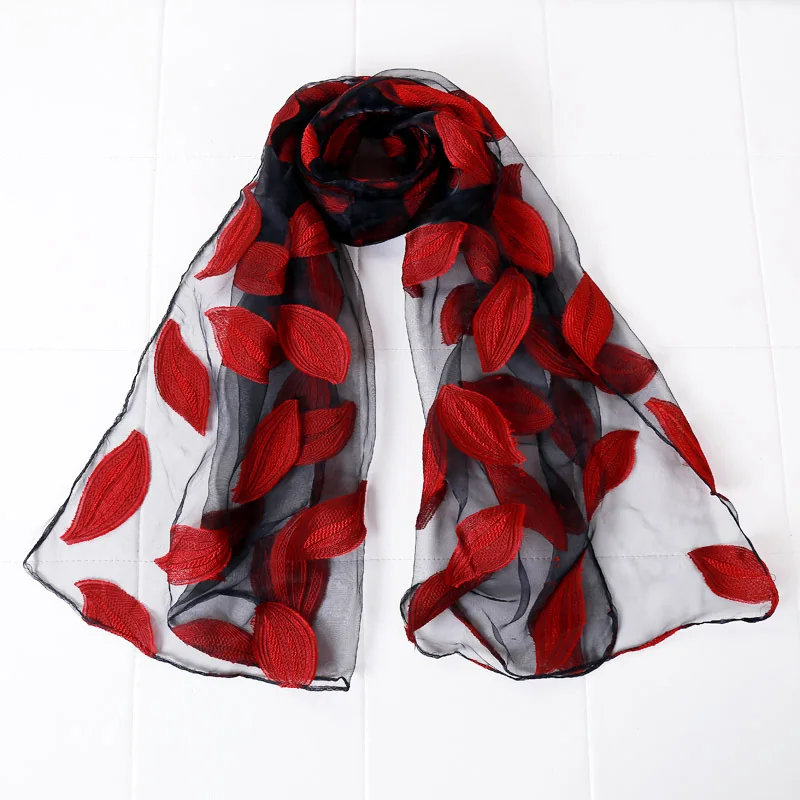 2018 New spring summer scarf women fashion Leaf Cut beautiful flowers