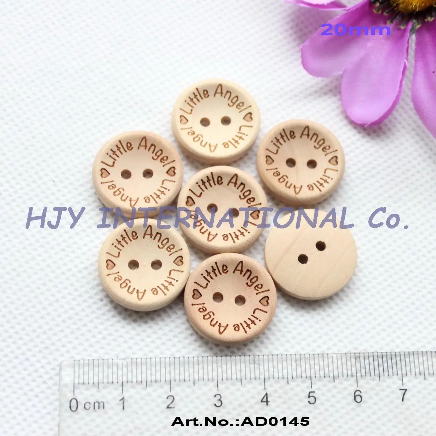 

(50pcs/lot) 20mm Little Angel Buttons Natural Wooden Sewing Buttons 2 Holes - AD0145