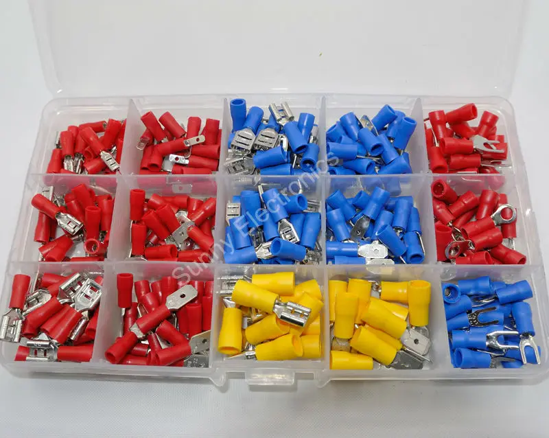 280pcs/lot Insulated Terminals Electrical Crimp Connector Spade Ring